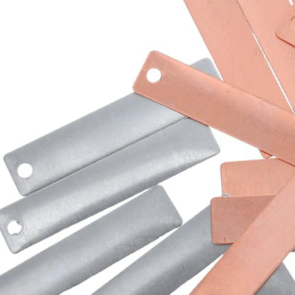 20pcs Zinc Copper Electrode Sheets 1.6x0.4'' Copper Electrode Strips Zinc Anode Plates for Fruit Battery Experiments Electroplating Science Kits and Projects