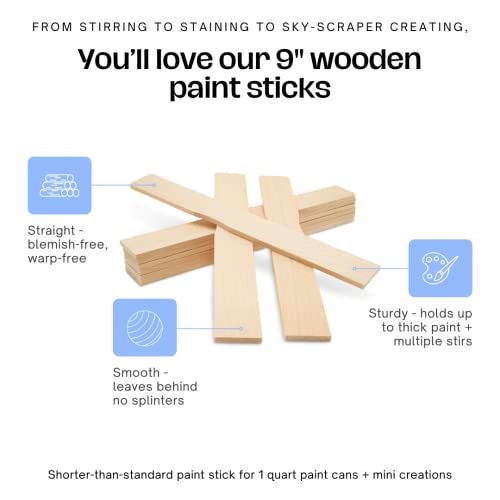 9 Inch Paint Sticks, Box of 250 Hardwood Paint Stirrers, Wood Mixing Paddles for Epoxy or Resin, Garden or Library Markers by Woodpeckers - size: 9 inch