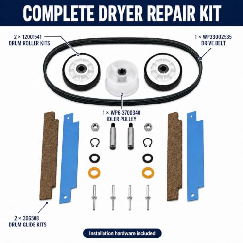 MDE9700AYW MDE7600AYW MDE5500AYW MDE6800AYW MDE6460AYW, 12001541 Dryer Repair Kit Compatible with Maytag & Kenmore Dryers – Includes 306508, WP6-3700340 and WP33002535