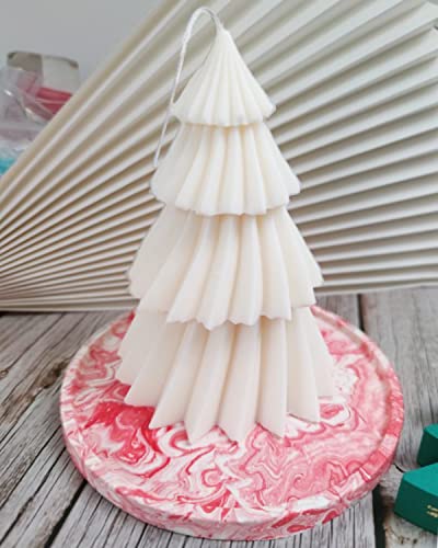 Large Christmas Tree Silicone Candle Mold, DIY 3D Spiral Cone Shape Mold,Folding Cone Christmas Tree for Candle Making, 3D Geometric Spinning Pillar Molds for Christmas Ornament(6.7") - color: Christmas Tree 6.7"