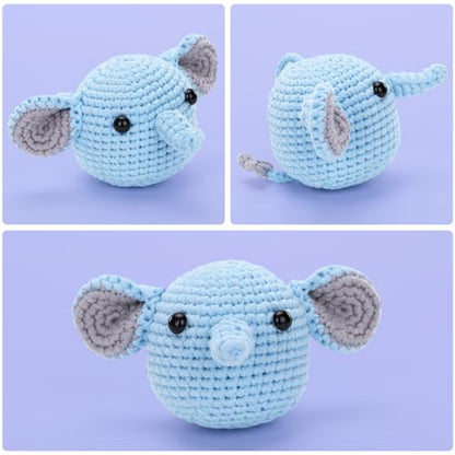 Crochet Kit for Beginners: Elephant Crochet Kit for Adults, Include Easy to Use Yarn, Step-by-Step Video, Patterns, Learn to Crochet, Thanksgiving, Christmas, Birthday Gift - color: Elephant