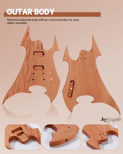 Leo Jaymz DIY Electric Guitar Kits with Mahogany Body and Maple Neck - Laurel Wood Fingerboard and All Components Included (BC)