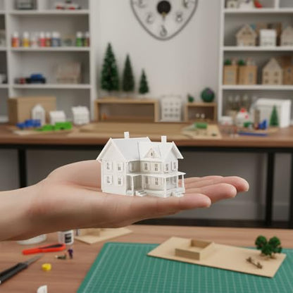 N Scale Model Village Two-Story House Kit Unassembled Christmas Building for Model Railroad JZN5871JJ