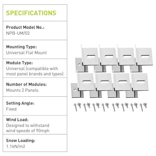 Newpowa Universal Z Bracket Mount 2 Sets- Flat Surface - Single Panel Up to 5-75w - size: UM Mini*2