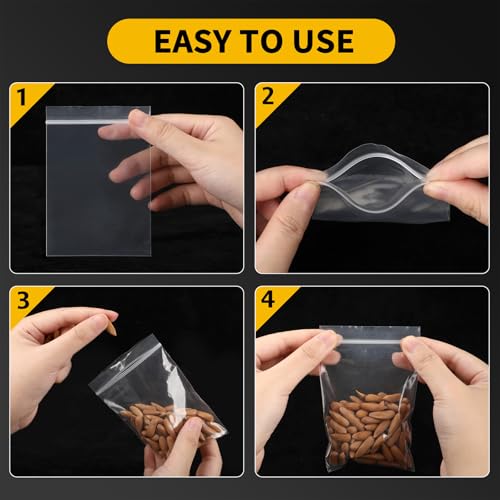 Bonison 600 PCS Small Plastic Bags 2x2 Inch, 2 Mil Clear Mini Zip Seal Bag, Tiny Reclosable Jewelry Bags for Beads, Earrings, Pills, Screws, Coins & Small Parts - size: 600pcs(2x2inch)