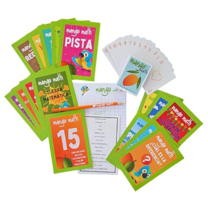 MANGO Math 15® - Math Flash Cards - Educational Math Games for Kids - Addition, Subtraction, Place Value Play & Learning Kit -2nd 3rd 4th Grades - Kids 6-12 - Set of 15 Games - Spanish Version - size: Spanish Version, style: Addition Subtraction