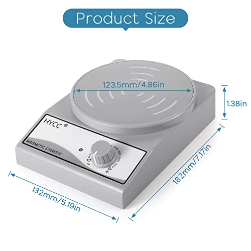 HYCC Laboratory Magnetic Stirrer with Magnetic Stirring bar and Stirring bar Retriever, 3000 RPM, max. Capacity: 3000ml - color: Grey