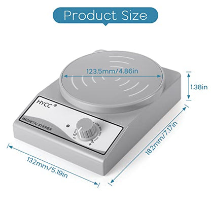 HYCC Laboratory Magnetic Stirrer with Magnetic Stirring bar and Stirring bar Retriever, 3000 RPM, max. Capacity: 3000ml - color: Grey