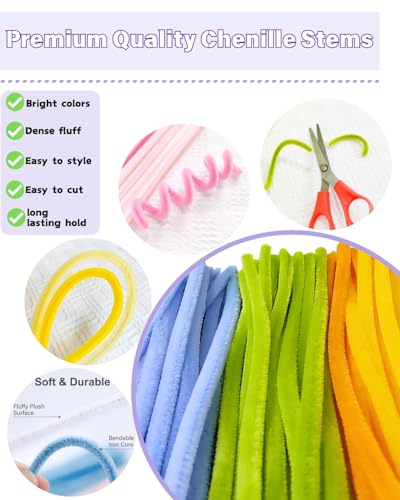 1000 Pcs Pipe Cleaners Flower Kit, 18 Colors Chenille Stems with Complete Accessory Set & Instruction, Pipe Cleaners Craft, Art and Craft Supplies, DIY Art Projects Creative Gift