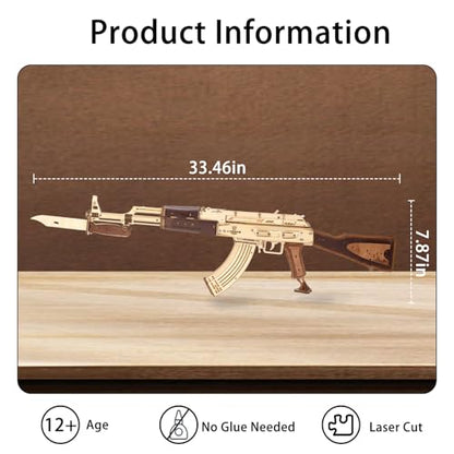 3D Wooden Puzzles for Adults,Wooden Toy for Adults,DIY Rubber Band Gun,Educational Brain Teaser,Best Educational Christmas Birthday Day Gift for Kids(Wooden Gun)