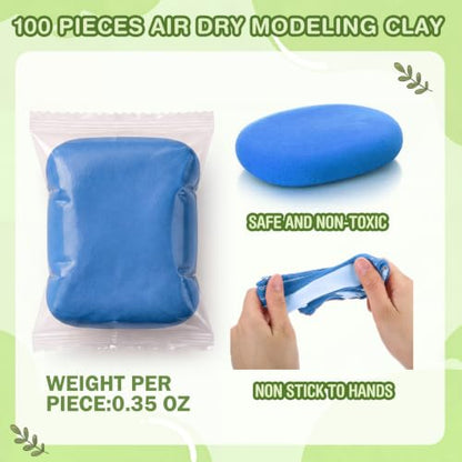 Air Dry Clay Bulk, Modeling Clay for Kids, 100 Pcs, Blue - color: Blue