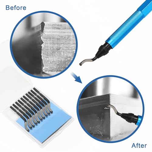 VASTOOLS Deburring Tool Kit,with 6Pcs Needle Files. 6-1/2" Metal Handle Chamfer Tool for Resin Aluminum Brass Plastic Pipes Tube Hole 3D Art with Extra 10 HSS Blades - style: Deburr w/6 Files
