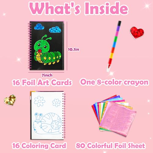 FUNNYB&G Foil Art Craft Kit for Kids, Sparkly Birthday Gift Toy for Girls - style: Insects