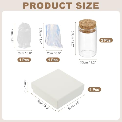 uxcell 2Pcs Crystal Gemstone Bottles, Natural Crystal Stone Bulk with Glass Display Jar Mini Stuff Collectible Adornments for Home Office Centerpiece Collection Gift, White/Clear White - color: White/Clear White