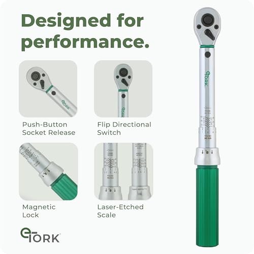 eTORK ¼” Torque Wrench with Magnetic Lock System - Inch Pound Torque Wrench (20-200 in.-lb) (2-23 N.m), Professional Mechanic Tool Set & DIY Projects, Mechanic & Automotive Tools, 1/4 Drive - size: 1/4-Inch, style: 20-200 in.-lb