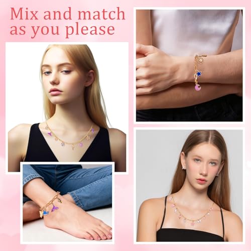 Wurosi Gold 443PCS Gold Charm Bracelet Necklace Making Kit for Women - color: 443 Pcs Gold Bracelet Necklace
