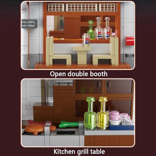 CaDA Master C66019W Japanese Style Yakitori Izakaya House Building Set,City Street Brick Kit with Lights, 1195PCS Modular House Idea Collect Gift for Adults - color: C66019w