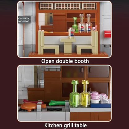 CaDA Master C66019W Japanese Style Yakitori Izakaya House Building Set,City Street Brick Kit with Lights, 1195PCS Modular House Idea Collect Gift for Adults - color: C66019w
