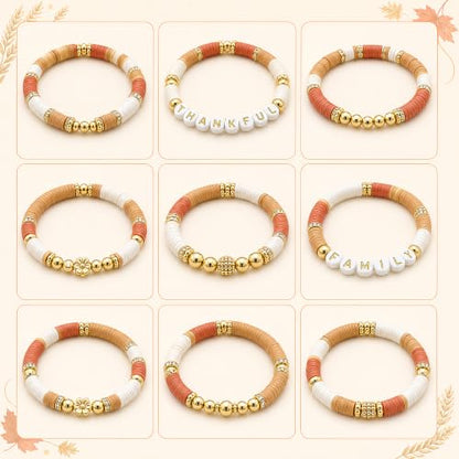 Fall Thanksgiving Bracelet Kit with Disc Beads and Letter Beads - color: style 07