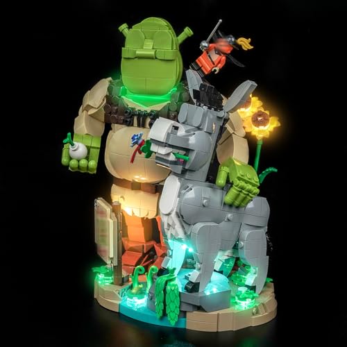 LocoLee Light kit Compatible with Lego Shrek, Donkey & Puss in Boots 72423- Not Actual Model Only Lights, LED Lighting Accessories for LEGO Shrek for Display Collectors (RC Version)
