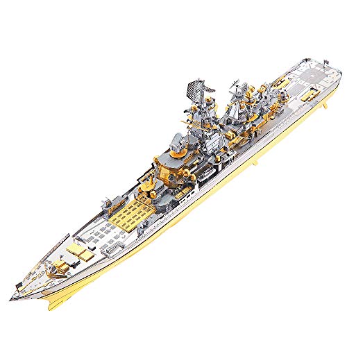 Piececool 3D Metal Puzzles for Teens, Russian Battlecruiser Pyotr Velikiy Battleship Model Kit, 3D Warship Models Building Puzzle for Adults DIY Toys, Birhtday Christmas Gift for Boys Men, 270 Pcs - color: Pyotr Velikiy