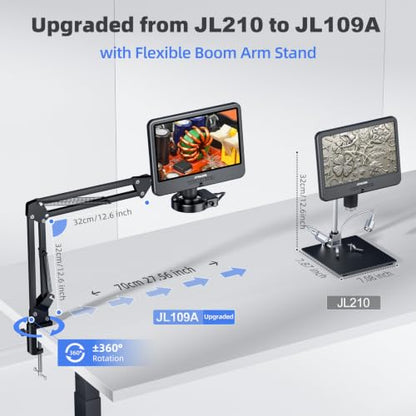JL109A 10.1" Digital Microscope Full View Coin with Screen, Flex Arm Stand - size: JL109A-Flex Arm Stand