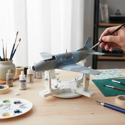 Model Airplane Painting Stand - Professional Adjustable Display Holder & Building Jig, Damped Rotating Base Hobby Tool for 1/72, 1/48, 1/32 Scale Models - Perfect for Painting and Detailing