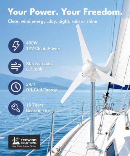 Windmill 400W 12V Land and Marine Wind Turbine Generator kit. Inbuilt MPPT Charge Controller + Automatic and Manual Braking System with Amps Meter. DIY Installation
