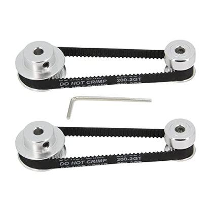 2PCS Set GT2 Synchronous Wheel 20&36 Teeth 5mm Bore Aluminum Timing Pulleys with 2PCS Length 200mm Width 6mm Belt (20-36T-5B-6) - style: 20-36T-5B-6