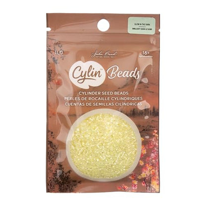 John Bead 25g Cylin Beads Yellow Glow in Dark AB 11/0 Glass Cylindrical Seed Beads for Jewelry Bracelets Necklaces Earrings Making Embroidery - color: Yellow Glow in Dark AB
