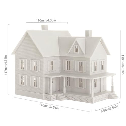 HO Scale Model Blank Village Two-Story House Kit Unassembled Christmas Building for Model Railroad (JZHO6879JJ)