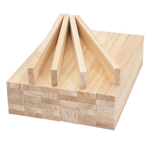Wooden Sticks Wooden Dowels for Crafts Wood Strips Slats for Crafts 1/4"x 3/4" x 6", 40 PCS Decorative Wood Trim Planks for Wall, Unfinished Pine Lumber Pieces for Crafting, Woodworking Models Making - size: 1/4x3/4x6 in-40 PCS