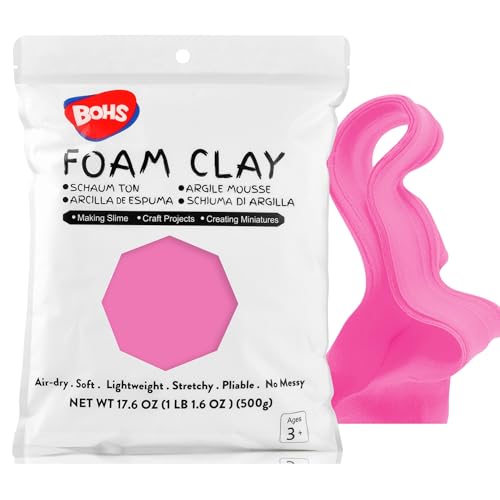 BOHS Foam Clay, Pink Air Dry Modeling Clay, 1.1 lb - color: Pink, size: 500 g