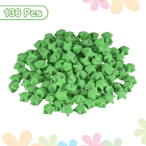 MECCANIXITY 136pcs Pre-made Origami Lucky Stars Paper Wishing Star Green for Best Wish Christmas Party Wedding Valentine's Day Girl Friends Gift - color: Green