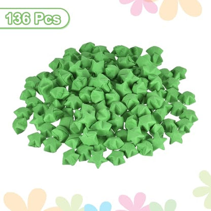 MECCANIXITY 136pcs Pre-made Origami Lucky Stars Paper Wishing Star Green for Best Wish Christmas Party Wedding Valentine's Day Girl Friends Gift - color: Green