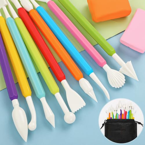 18PCS Clay Sculpting Tools, Double Head Air Dry Clay Carving Tools Kits for Beginners and Adults, Sculpting Tools for Clay Sculpey, Modeling Clay Ideal, Air Dry Clay and Shaping