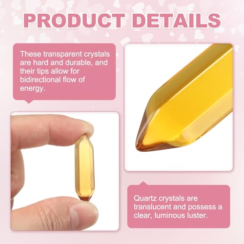 MECCANIXITY 10 Pack Citrine Quartz Crystals, Polished Crystals Bulk Hexagonal Shaped Meditation Gemstone for Jewelry Making Energy Balance Accessories Gifts - color: Citrine Quartz