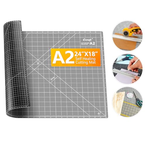 Ecraft Self Healing Cutting Mat:18" x 24" Double Sided 5-Ply Hobby Mat, A2 Rotary Cutting Sewing Mat for Crafts, Fabric,Sewing,Quilting,Scrapbooking,Projects,Grey/Black - color: Grey/Black, size: 24"L x 18"W