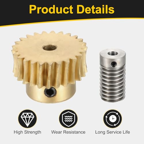 uxcell Worm Gear Set 25T 0.8 Module 1:25 Reduction Rate, Right Rotation Drive Gear Box Wheel Reduce Transmission Part (Brass Gear-4mm Bore, 1045 Steel Rod 6mm Bore) - size: Gear-4mm, Rod-6mm Bore, style: 0.8M-25T