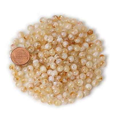 60PCS 6mm Natural Yellow Feather Citrine Gemstone Round Loose Beads Crystal Energy Stone Healing Power for Jewelry Making 1 Strand 15" - color: Feather Citrine, size: 6mm