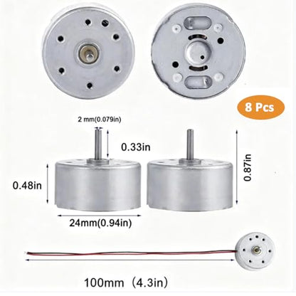 8 Pack Mini Generator Motor-DC 3V 1730 RPM, Small Electric Motor with Wire