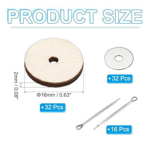 PATIKIL 16mm Doll Joints, 16 Set Removable Cotter Pin Joints Connector and Fiberboard Tray for Bear Limbs Making Head DIY Crafts Accessories - size: 16mm