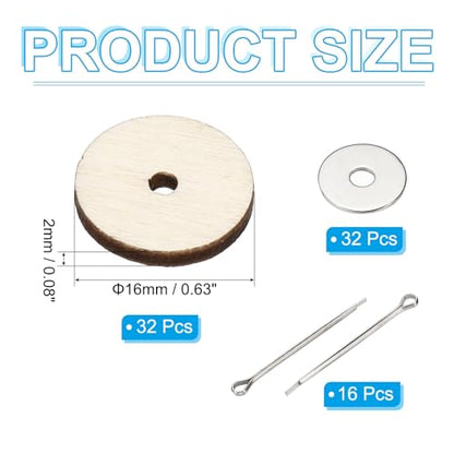PATIKIL 16mm Doll Joints, 16 Set Removable Cotter Pin Joints Connector and Fiberboard Tray for Bear Limbs Making Head DIY Crafts Accessories - size: 16mm