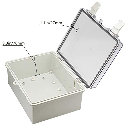 Zulkit 2pcs Junction Box ABS Plastic Dustproof Waterproof IP65 Electrical Boxes Hinged Shell Outdoor Universal Project Enclosure Clear Cover with 2 Cable Glands 8.7 x 6.7 x 4.3 inch (220x170x110 mm) - size: 8.7" x 6.7" x 4.3"(2pcs)