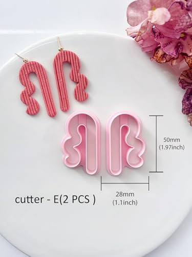 Abstract Swirl Clay Cutter Set, 7PCS PLA Polymer Clay Tools with Exact Measurements, Ideal for DIY Statement Earrings & Crafts