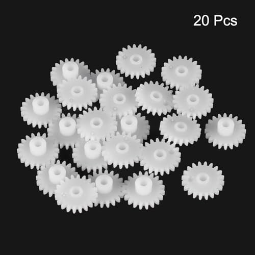 MECCANIXITY 20 Pcs Plastic Gears 20 Teeth Plastic Motor Gear Model 202A Reduction Gear for RC Car Model DIY Robot (White, Module 0.5) - style: 20 Teeth