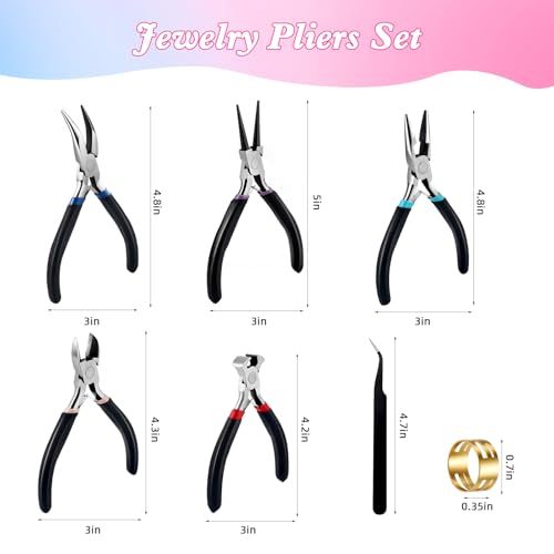 URSKYTOUS 5Pcs Jewelry Pliers Set Pliers for Jewellery Making Include Needle Nose Chain Nose Round Bent Plier Wire Cutter Jewelry Plier Tools for Jewelry Repair Bracelet Beading Craft Making Supplies - color: 5pcs Black