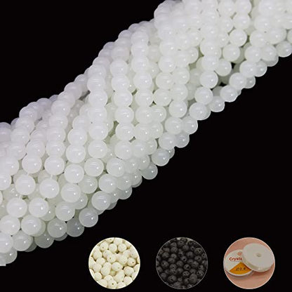 8mm White Glass Beads Kit 600pcs for Jewelry Making - size: 8mm White
