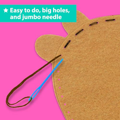 KRAFUN Beginner Sewing Kit, Sew Capybara & Orange, Pre-Cut Felt, Ages 5+ - color: Capybara