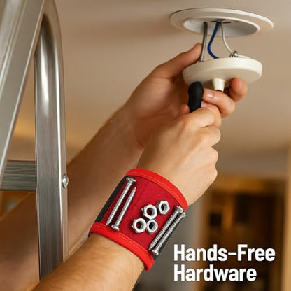 Magnetic Wristband Gift for Men & Women – 11×3 in Panel, 12 Strong Magnets, Adjustable, Breathable – Stocking Stuffer, White Elephant, DIY Christmas Gift - size: Large
